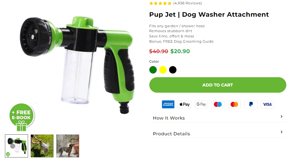 pupjet one product store design with pagefly